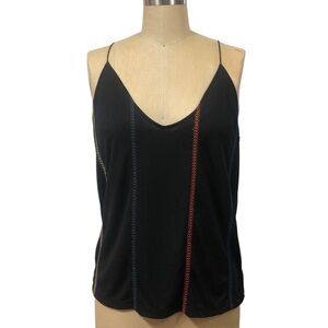 ZARA embroidered Black‎ spaghetti strap blouse Medium preowned good condition